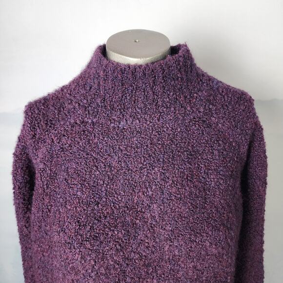 Ann Taylor Loft Wool Blend Purple Mock Neck Knit Sweater | Women's Small - Picture 2 of 12